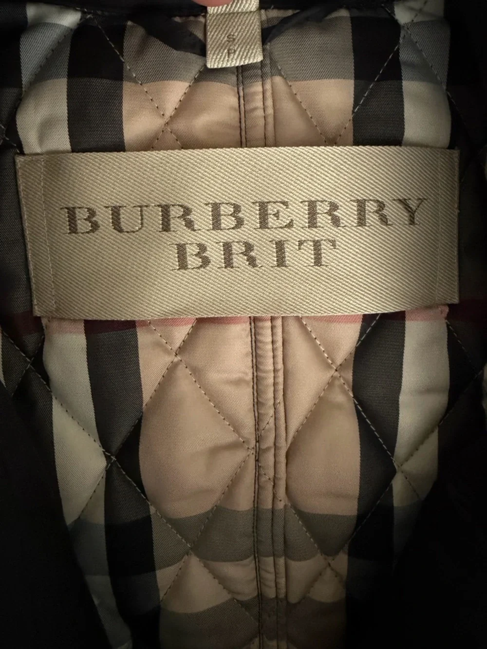 BURBERRY | Black Quilted Double Breasted Trench Coat Belted Jacket Check Small - Picture 11 of 12